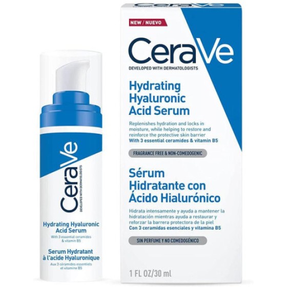 CeraVe Hyaluronic Acid Hydrating Serum | 30ml/1oz | Day & Night Face Serum, Contains Hyaluronic Acid | Suitable for All Skin Types